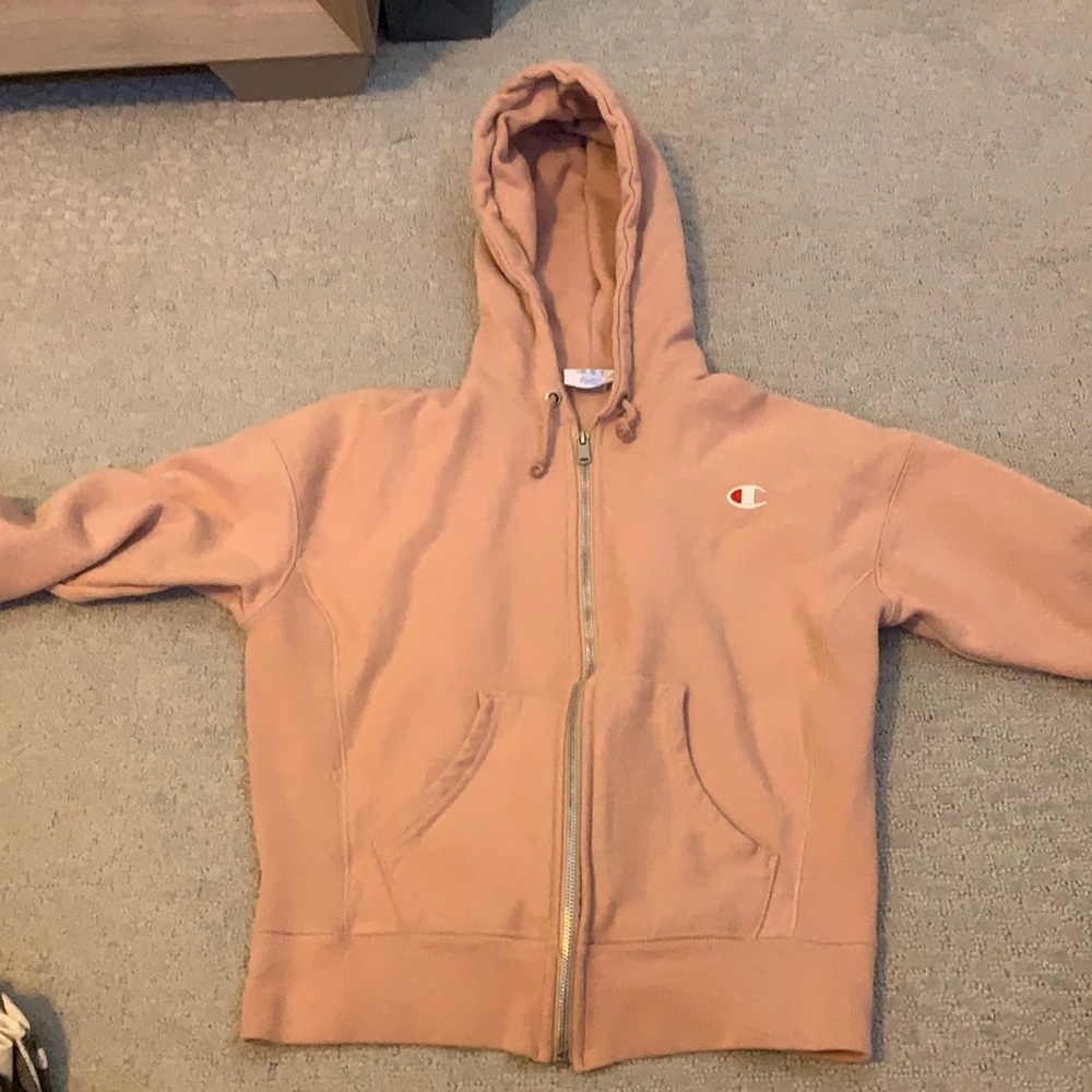 zip up pink champion hoodie